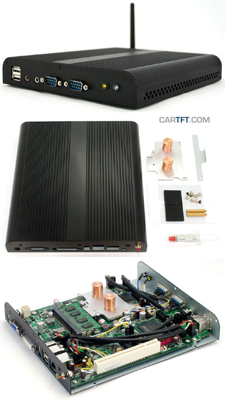 MiniPC HAHE-FC Gehuse (fr Intel D945GSEJT Half-Height ITX, Heatpipe, 2x RS232) *neu*