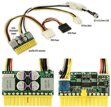 picoPSU-160-XT DC/DC (160 Watt) + AC/DC 120W Adapter + Stromkabel [Bundle]